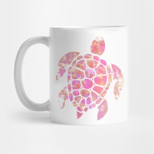 Sea Turtle Design in Pink and Orange Paint Drops Pattern Mug